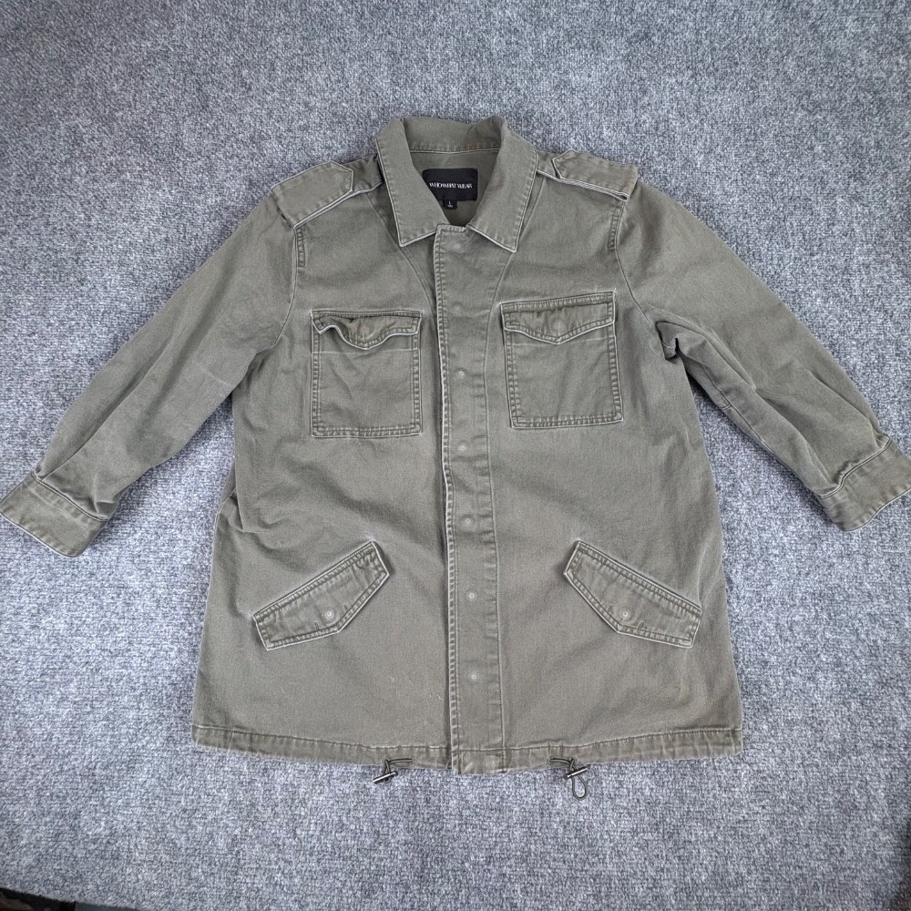 Who What Wear Utility Jacket Womens L Olive Green Chore Barn Coat Minimalist